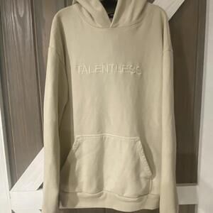 Talentless Cream Embroidered Logo Hoodie - Large